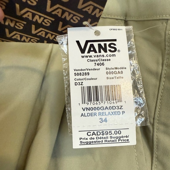 Vans Alder Relaxed Wide Leg High Rise Pleated Pants in tan- NWT size 34 - Picture 11 of 11
